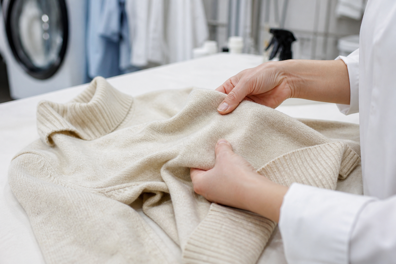 Staff finishing garments with care